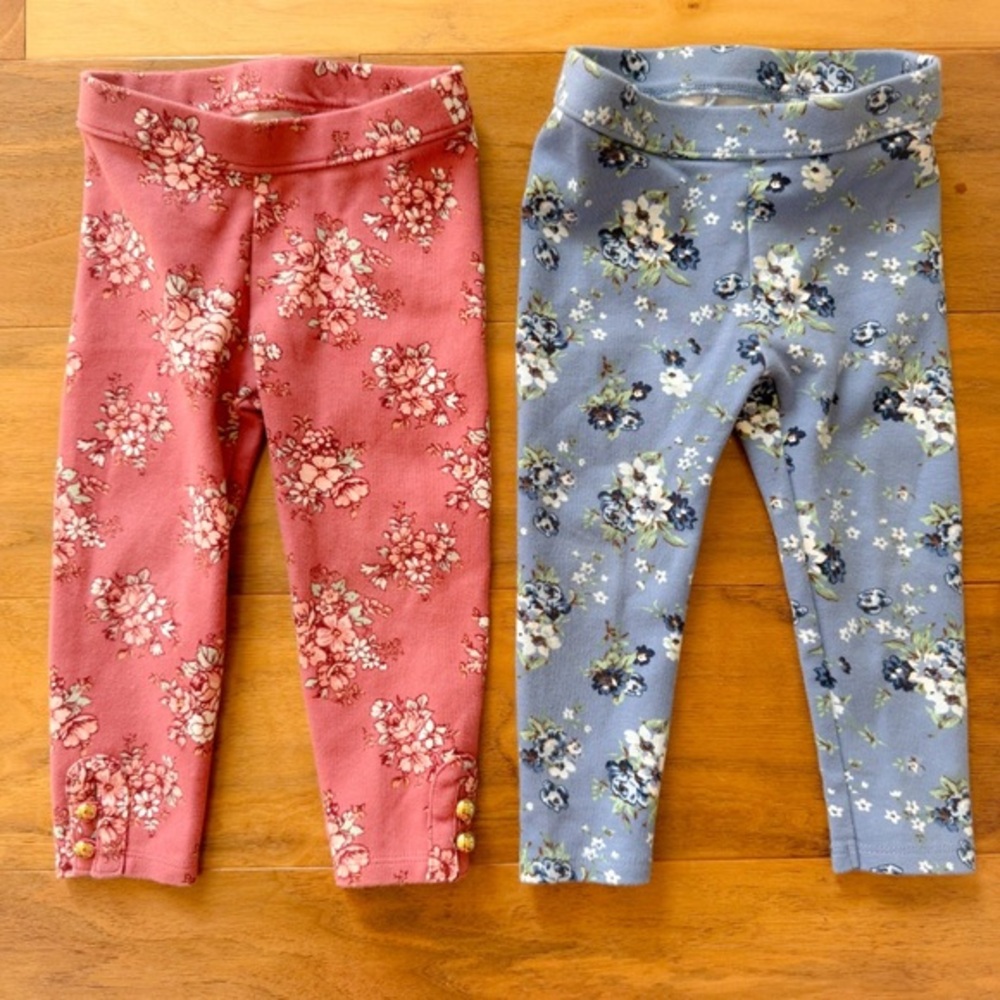 2 Pairs of Janie & Jack Toddler Girls Leggings Size 18-24M Great Condition!!